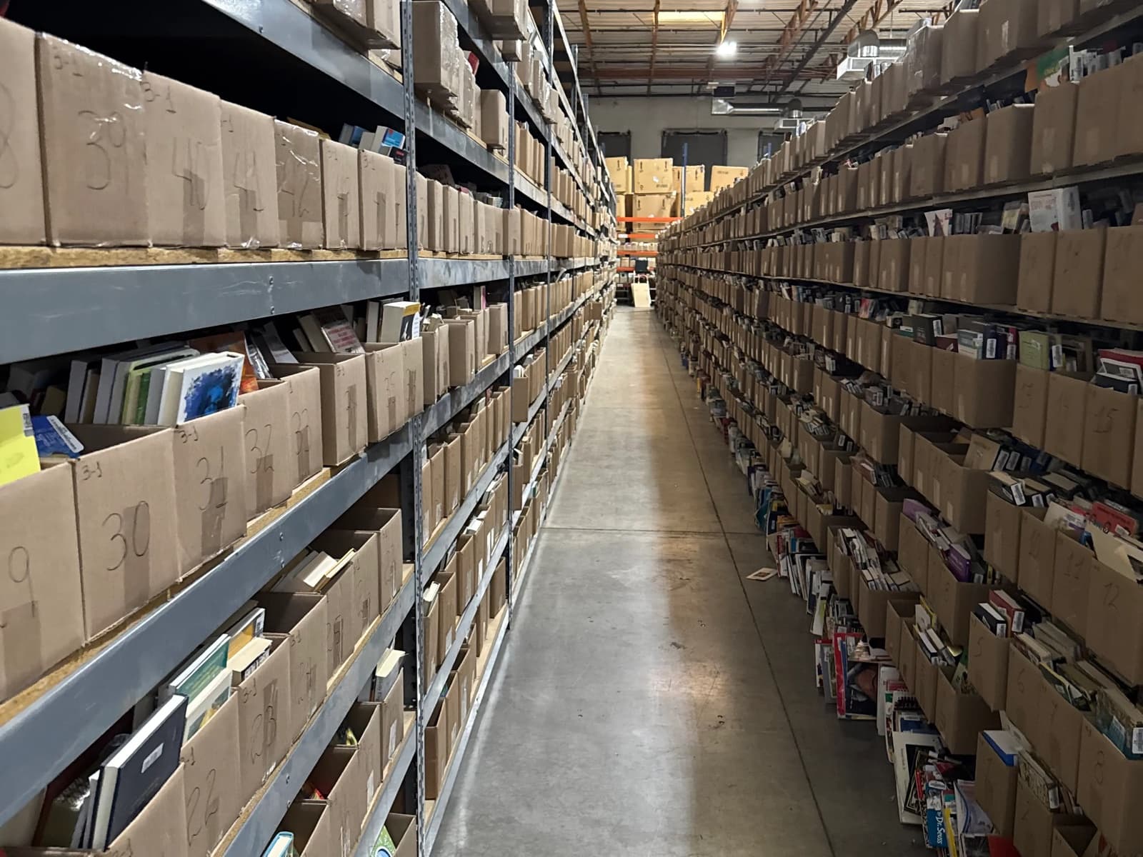 Sorted books on shelves ready for wholesale purchase